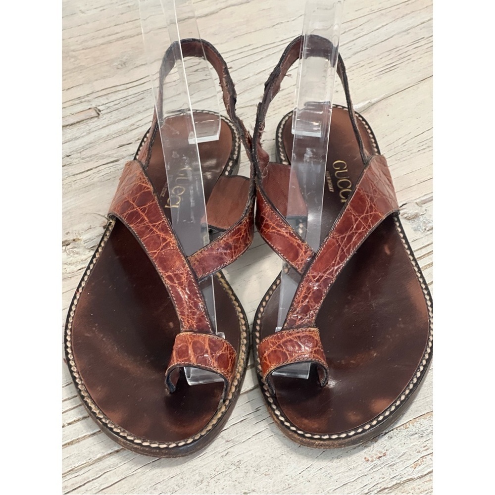 Gucci Women's Brown Leather Sandals Authentic size 36.5 - Picture 6 of 16